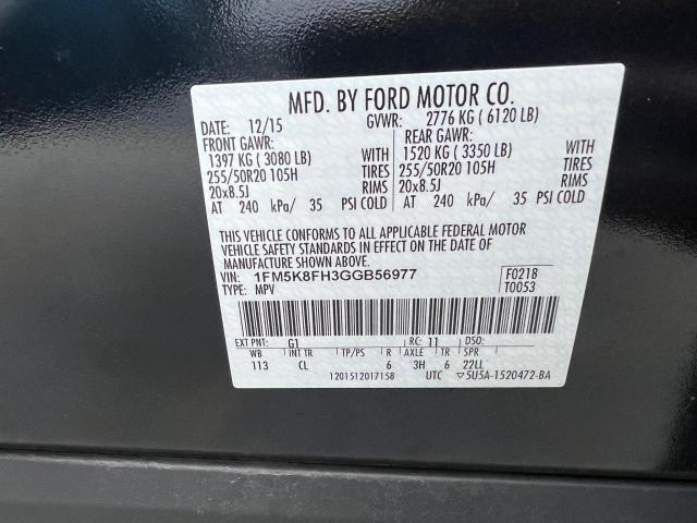 Photo 10 from auction – 2016 FORD EXPLORER L with VIN 1FM5K8FH3GGB56977