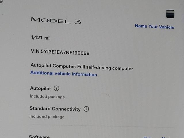 Photo 9 from auction – 2022 TESLA MODEL 3 with VIN 5YJ3E1EA7NF190099