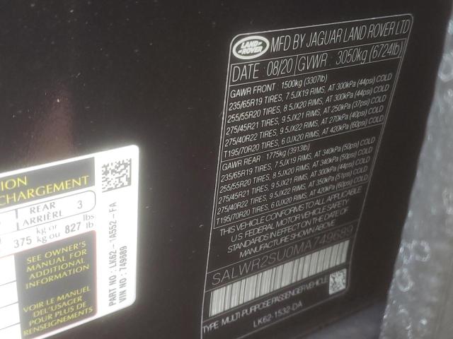 Photo 14 from auction – 2021 LAND ROVER RANGE ROVE with VIN SALWR2SU0MA749689