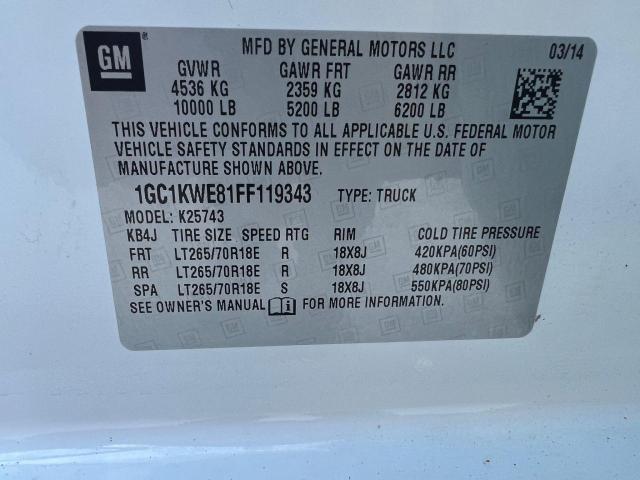 Photo 10 from auction – 2015 CHEVROLET SILVERADO with VIN 1GC1KWE81FF119343