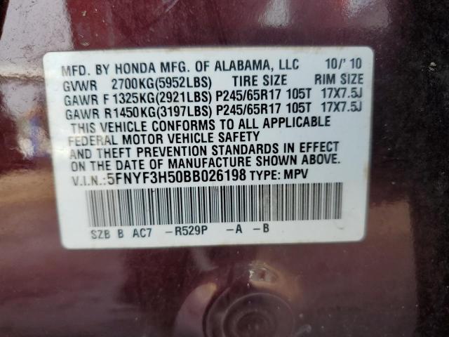 Photo 14 from auction – 2011 HONDA PILOT EXL with VIN 5FNYF3H50BB026198