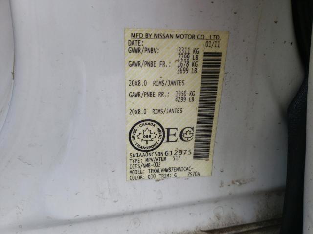 Photo 14 from auction – 2011 NISSAN ARMADA SV with VIN 5N1AA0NC5BN612975