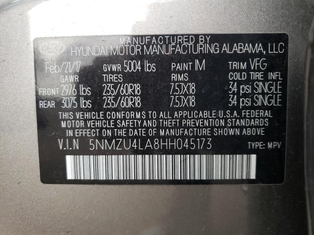 Photo 14 from auction – 2017 HYUNDAI SANTA FE S with VIN 5NMZU4LA8HH045173