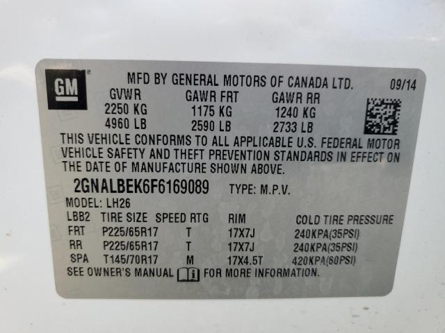 Photo 14 from auction – 2015 CHEVROLET EQUINOX LT with VIN 2GNALBEK6F6169089