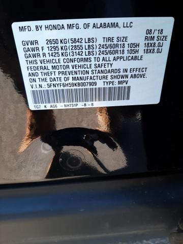 Photo 14 from auction – 2019 HONDA PILOT EXL with VIN 5FNYF6H59KB007909