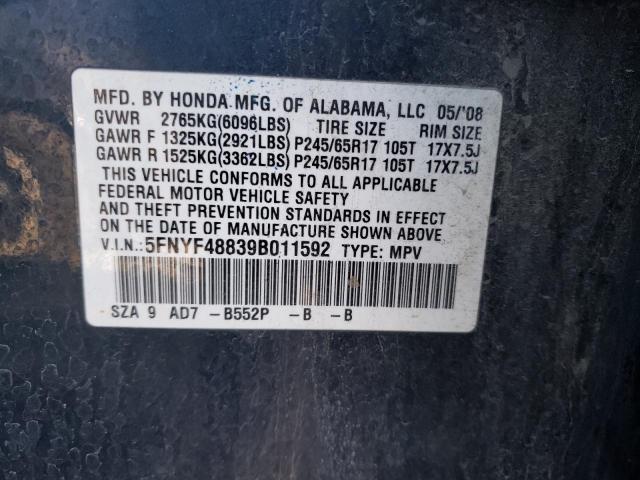 Photo 14 from auction – 2009 HONDA PILOT TOUR with VIN 5FNYF48839B011592