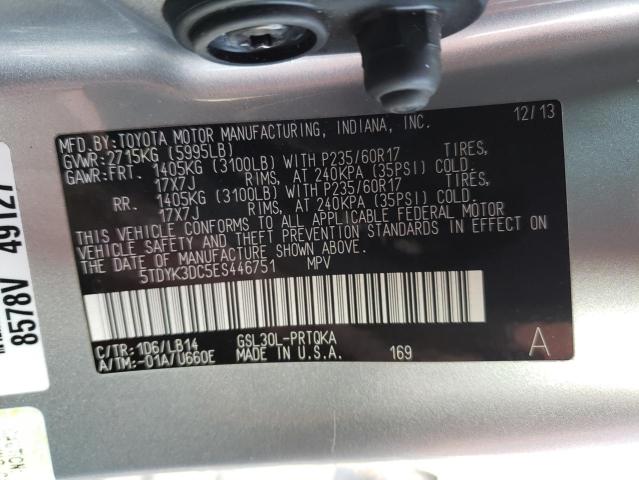 Photo 14 from auction – 2014 TOYOTA SIENNA XLE with VIN 5TDYK3DC5ES446751