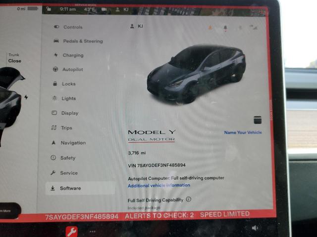 Фото 9 с аукциона – 2022 TESLA MODEL Y с VIN 7SAYGDEF3NF485894