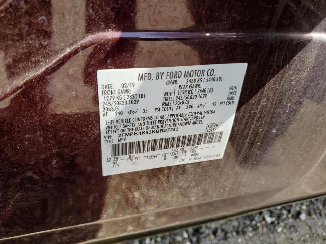 Photo 14 from auction – 2019 FORD EDGE TITAN with VIN 2FMPK4K93KBB87243