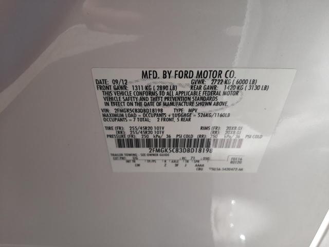 Photo 14 from auction – 2013 FORD FLEX SEL with VIN 2FMGK5C83DBD18198