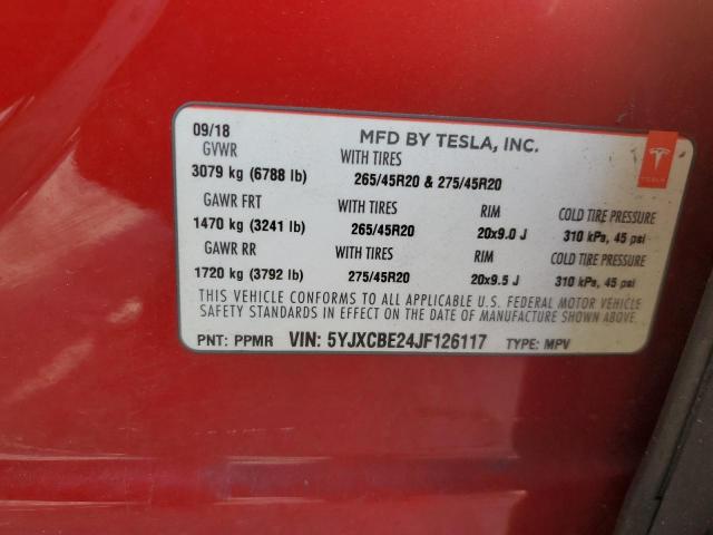 Photo 14 from auction – 2018 TESLA MODEL X with VIN 5YJXCBE24JF126117