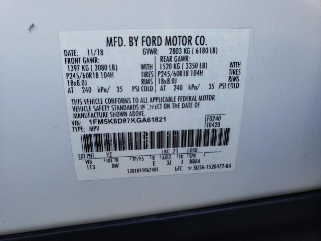 Photo 14 from auction – 2019 FORD EXPLORER X with VIN 1FM5K8D87KGA61821