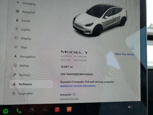 Photo 9 from auction – 2022 TESLA MODEL Y with VIN 7SAYGDEE4NF339401