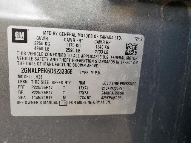 Photo 14 from auction – 2013 CHEVROLET EQUINOX LT with VIN 2GNALPEK6D6233366