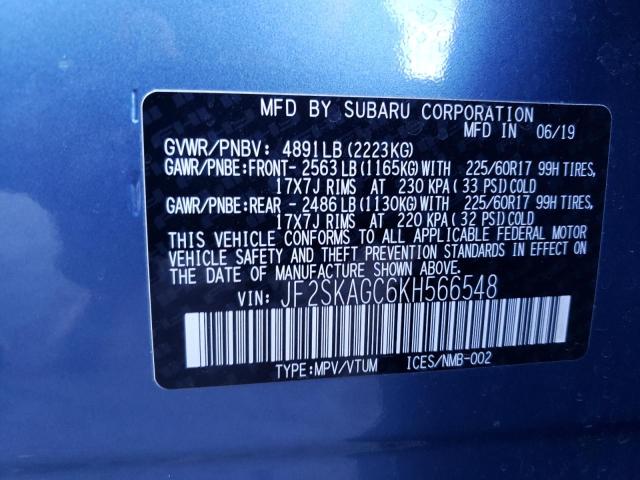 Photo 14 from auction – 2019 SUBARU FORESTER P with VIN JF2SKAGC6KH566548