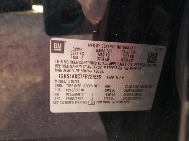 Photo 14 from auction – 2015 GMC YUKON SLE with VIN 1GKS1AKC7FR227536
