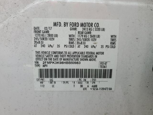Photo 14 from auction – 2017 FORD EDGE TITAN with VIN 2FMPK3K98HBB50983