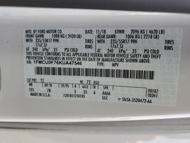 Photo 14 from auction – 2019 FORD ESCAPE S with VIN 1FMCU0F76KUA47546