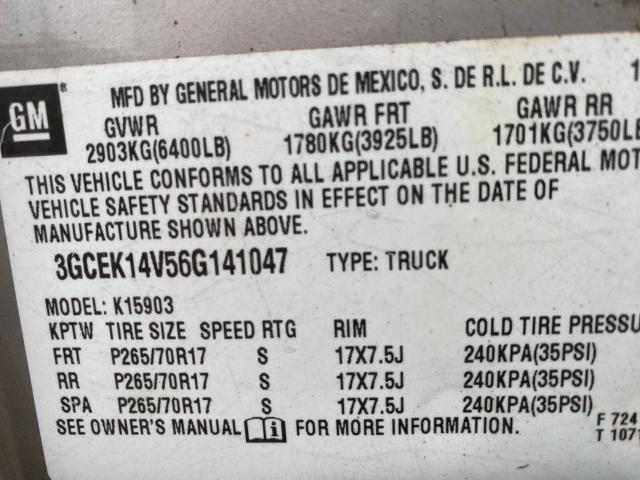 Photo 10 from auction – 2006 CHEVROLET SILVERADO with VIN 3GCEK14V56G141047
