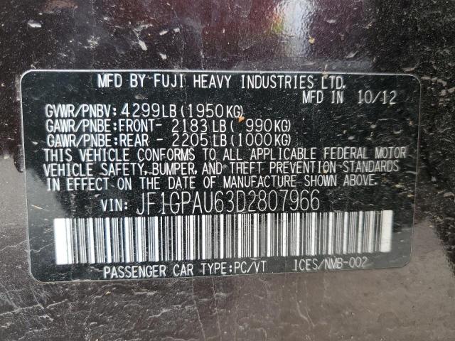 Photo 14 from auction – 2013 SUBARU IMPREZA SP with VIN JF1GPAU63D2807966