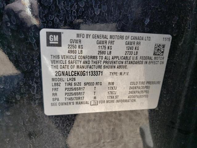 Photo 14 from auction – 2016 CHEVROLET EQUINOX LT with VIN 2GNALCEK0G1133371
