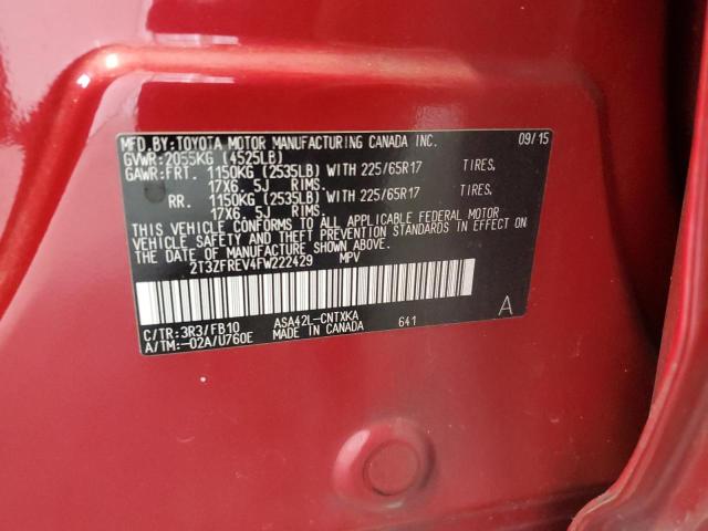 Photo 14 from auction – 2015 TOYOTA RAV4 LE with VIN 2T3ZFREV4FW222429