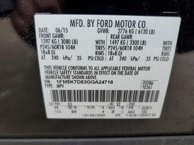 Photo 14 from auction – 2016 FORD EXPLORER X with VIN 1FM5K7D83GGA24718