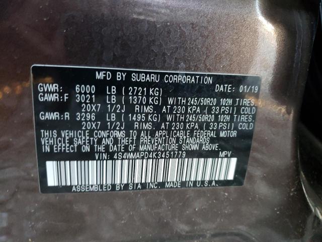 Photo 14 from auction – 2019 SUBARU ASCENT LIM with VIN 4S4WMAPD4K3451779