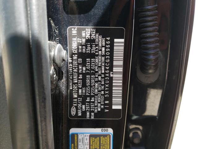 Photo 14 from auction – 2012 KIA SORENTO EX with VIN 5XYKU3A64CG309664