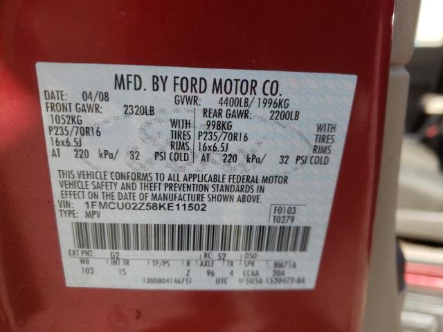 Photo 14 from auction – 2008 FORD ESCAPE XLS with VIN 1FMCU02Z58KE11502