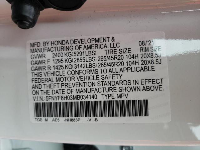 Photo 14 from auction – 2021 HONDA PASSPORT E with VIN 5FNYF8H03MB034140