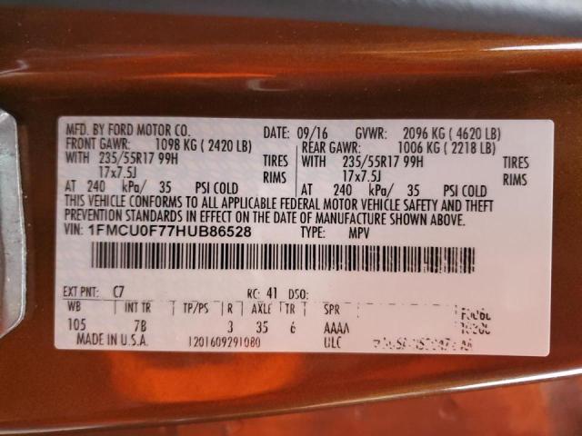 Photo 14 from auction – 2017 FORD ESCAPE S with VIN 1FMCU0F77HUB86528