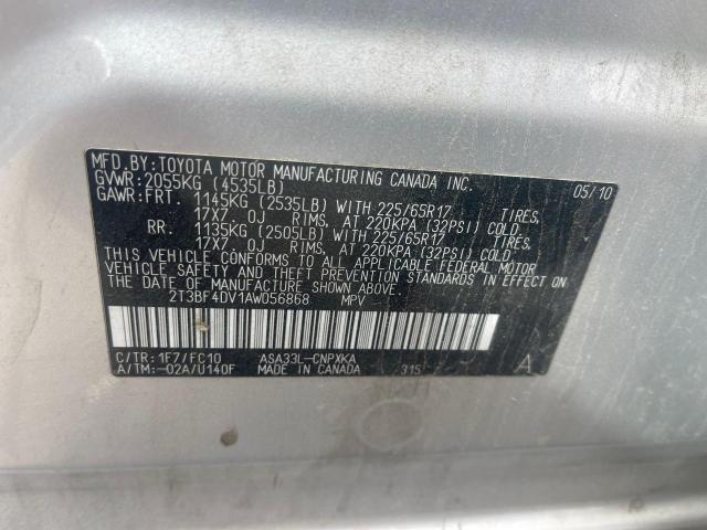 Photo 10 from auction – 2010 TOYOTA RAV4 with VIN 2T3BF4DV1AW056868