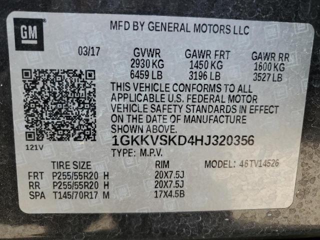 Photo 14 from auction – 2017 GMC ACADIA LIM with VIN 1GKKVSKD4HJ320356