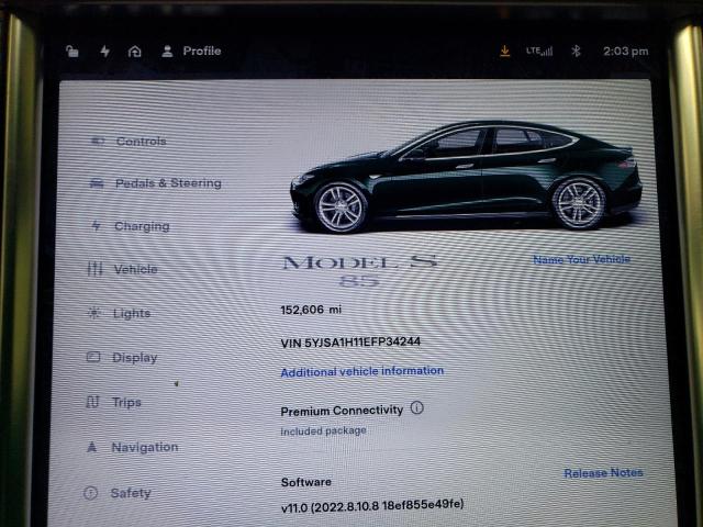 Photo 9 from auction – 2014 TESLA MODEL S with VIN 5YJSA1H11EFP34244