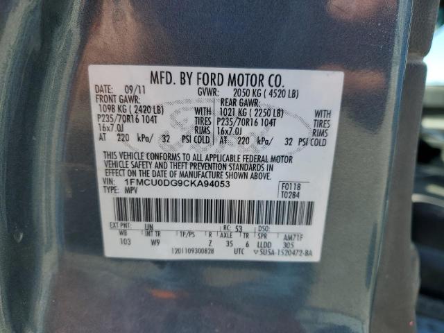 Photo 14 from auction – 2012 FORD ESCAPE XLT with VIN 1FMCU0DG9CKA94053