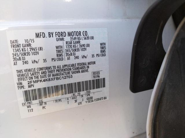 Photo 14 from auction – 2015 FORD EDGE TITAN with VIN 2FMPK4K8XFBC12703