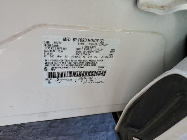 Photo 14 from auction – 2020 FORD EDGE ST with VIN 2FMPK4AP2LBA33544