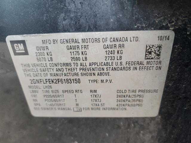 Photo 14 from auction – 2015 CHEVROLET EQUINOX LT with VIN 2GNFLFEK2F6183150