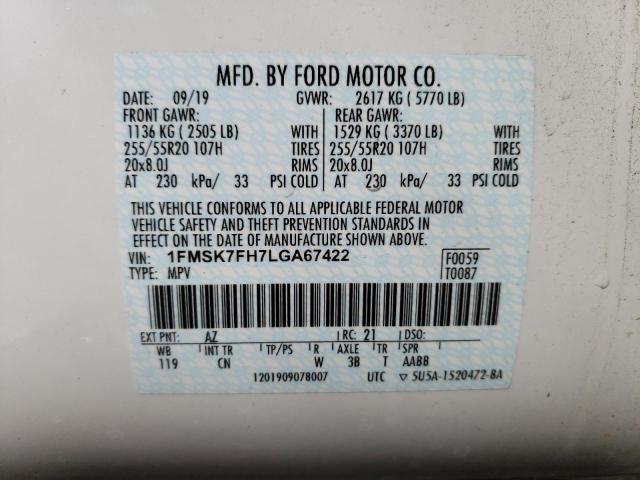Photo 14 from auction – 2020 FORD EXPLORER L with VIN 1FMSK7FH7LGA67422