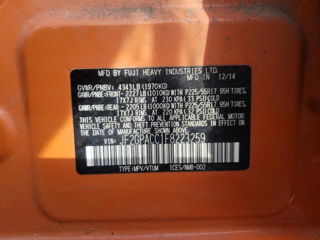 Photo 14 from auction – 2015 SUBARU XV CROSSTR with VIN JF2GPACC1F8223259