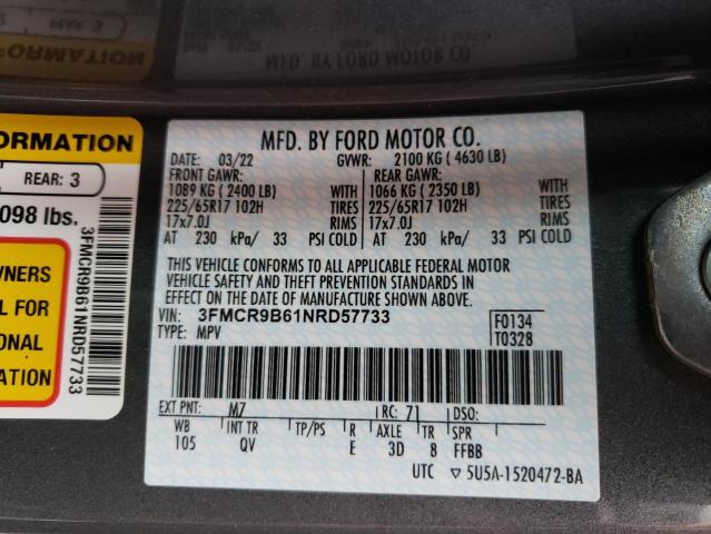 Photo 14 from auction – 2022 FORD BRONCO SPO with VIN 3FMCR9B61NRD57733