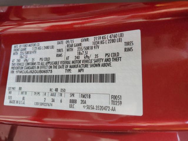 Photo 14 from auction – 2016 FORD ESCAPE TIT with VIN 1FMCU0J92GUB06575