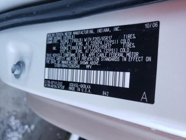 Photo 14 from auction – 2007 TOYOTA SEQUOIA LI with VIN 5TDBT48A47S280548