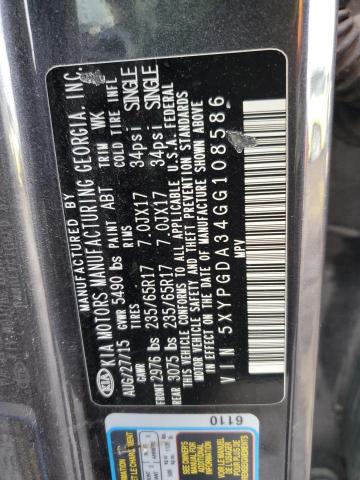 Photo 14 from auction – 2016 KIA SORENTO LX with VIN 5XYPGDA34GG108586