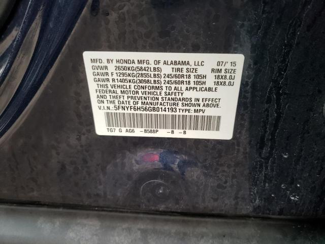Photo 14 from auction – 2016 HONDA PILOT EXL with VIN 5FNYF6H56GB014193