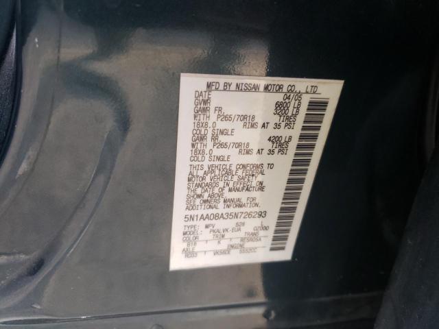 Photo 14 from auction – 2005 NISSAN ARMADA SE with VIN 5N1AA08A35N726293