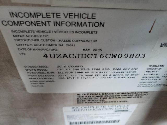 Photo 10 from auction – 2006 FREIGHTLINER CHASSIS X with VIN 4UZACJDC16CW09803
