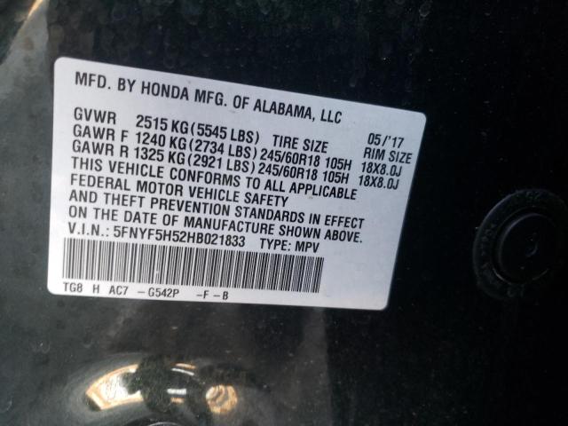 Photo 14 from auction – 2017 HONDA PILOT EXL with VIN 5FNYF5H52HB021833