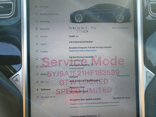 Photo 9 from auction – 2017 TESLA MODEL S with VIN 5YJSA1E21HF183539